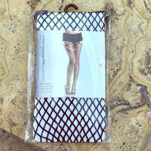 Black fishnet stocking with unfinished top